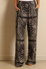 Woman’s black joggers with paisley print