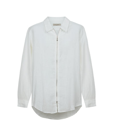 Zipper 100% Linen White