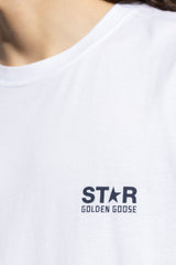 Men’s white T-shirt with dark blue star on the backt