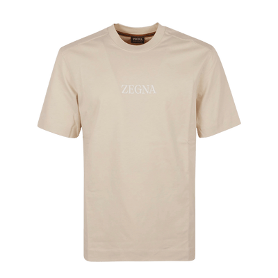 Jersey Logo Print T Shirt - Beige
