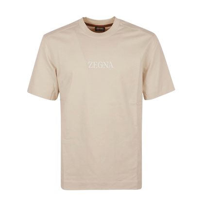 Jersey Logo Print T shirt - Beige