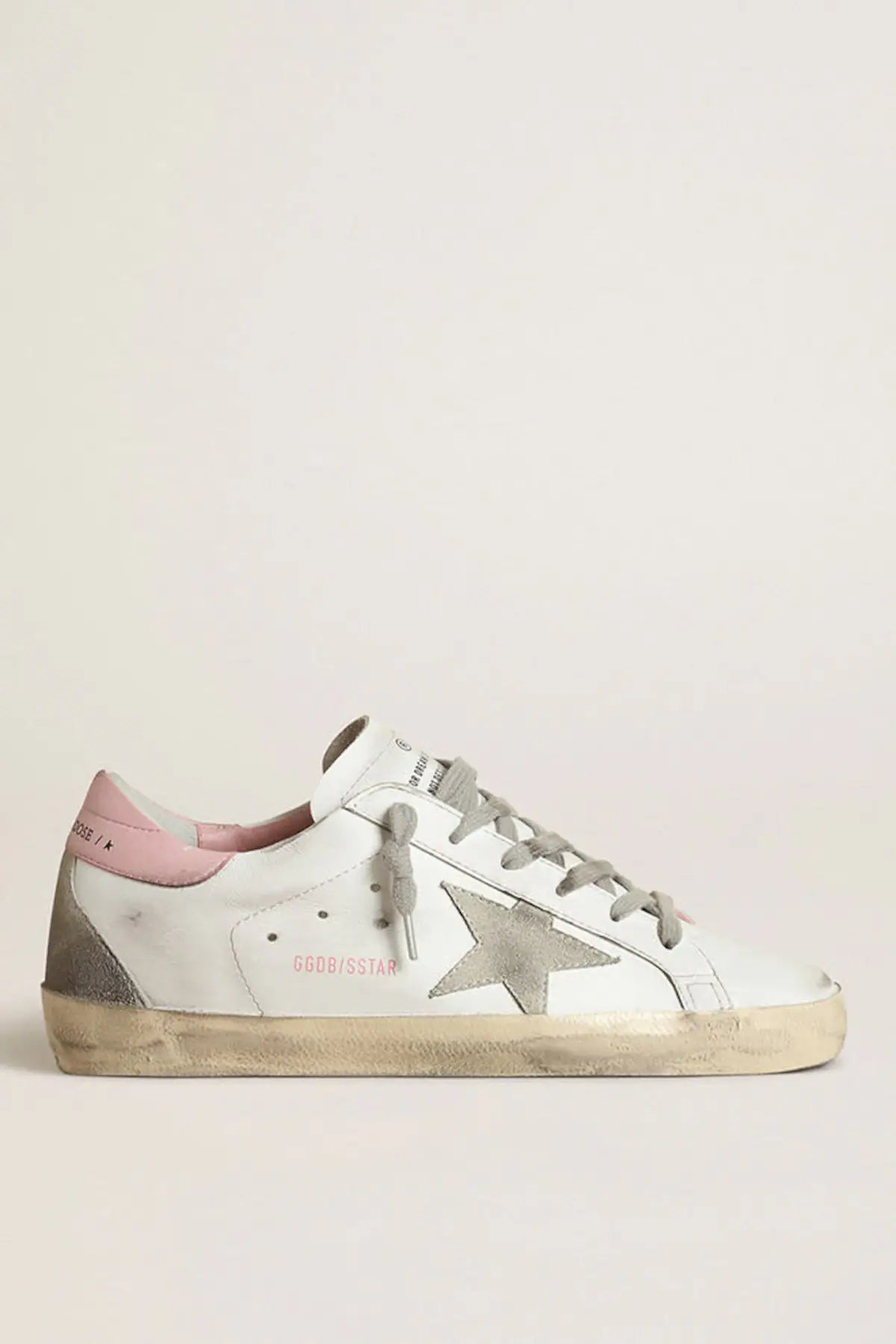 Women's Super-Star with gray suede star and pink leather heel tab