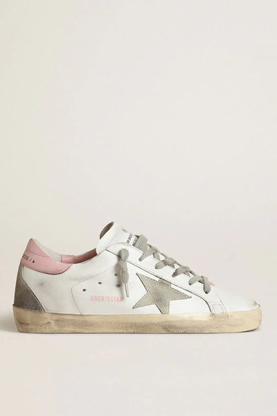 Women's Super-Star with gray suede star and pink leather heel tab