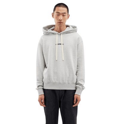 Logo print cotton jersey hoodie - grey marl