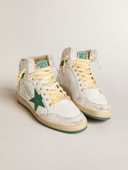 SKY STAR - white leather with green leather star