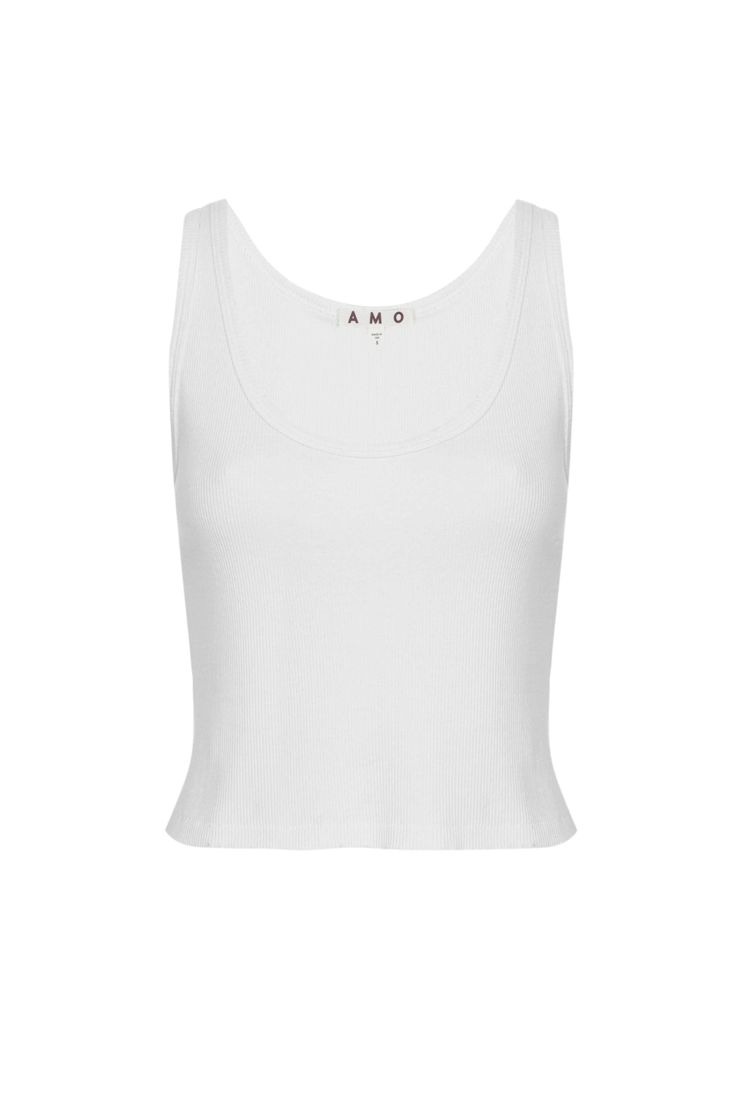 White Crop rib tank