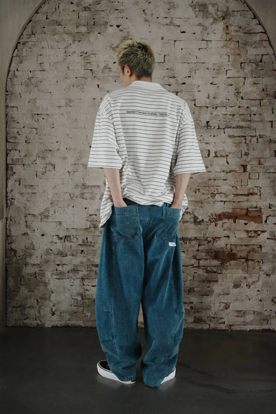 LAPIVIMA T-SHIRT POLO - WHITE WITH BLACK STRIPES