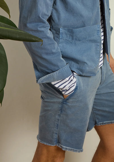 Cut Off Button Fly Short - Union Blue