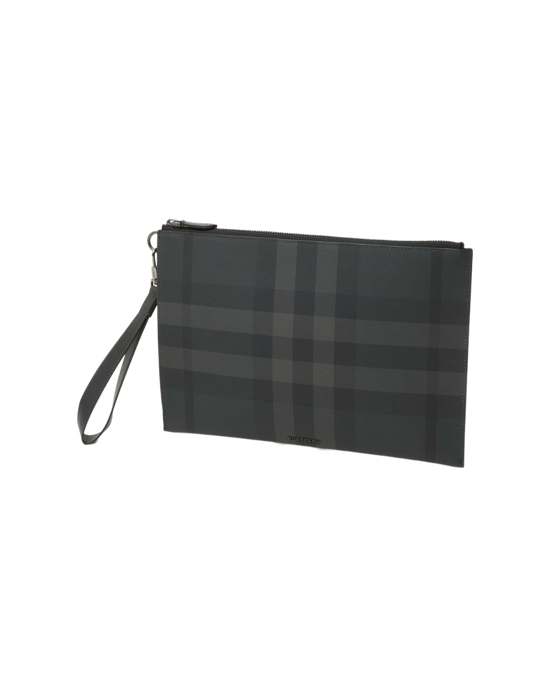 Check large zip pouch clutch bag