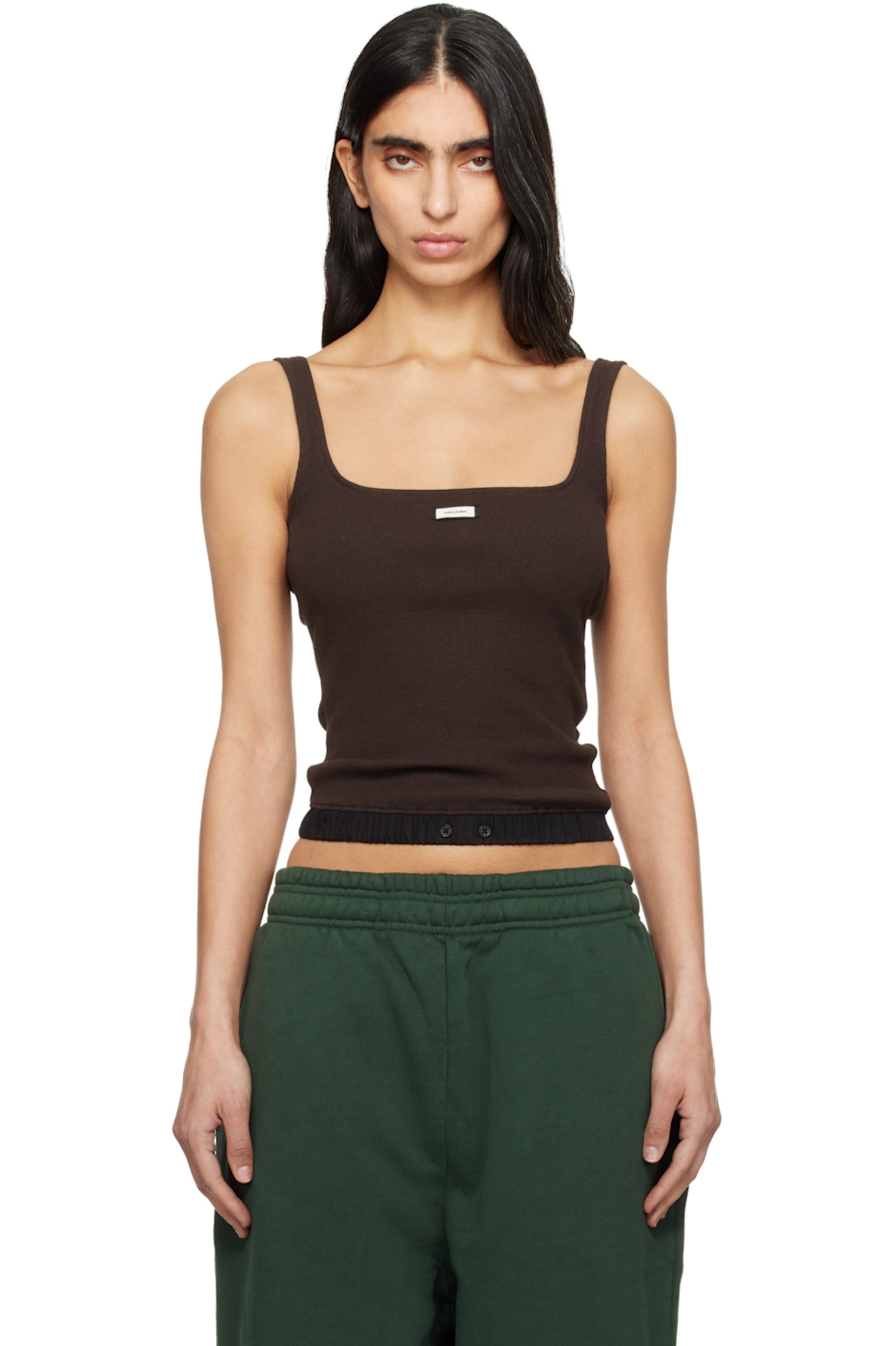 ENTIRE STUDIOS
ribbed-knit logo-patch top