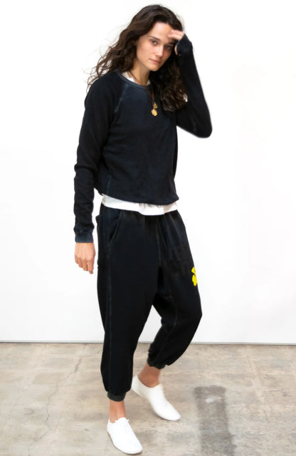 Large sunfades pocket sweatpants super black