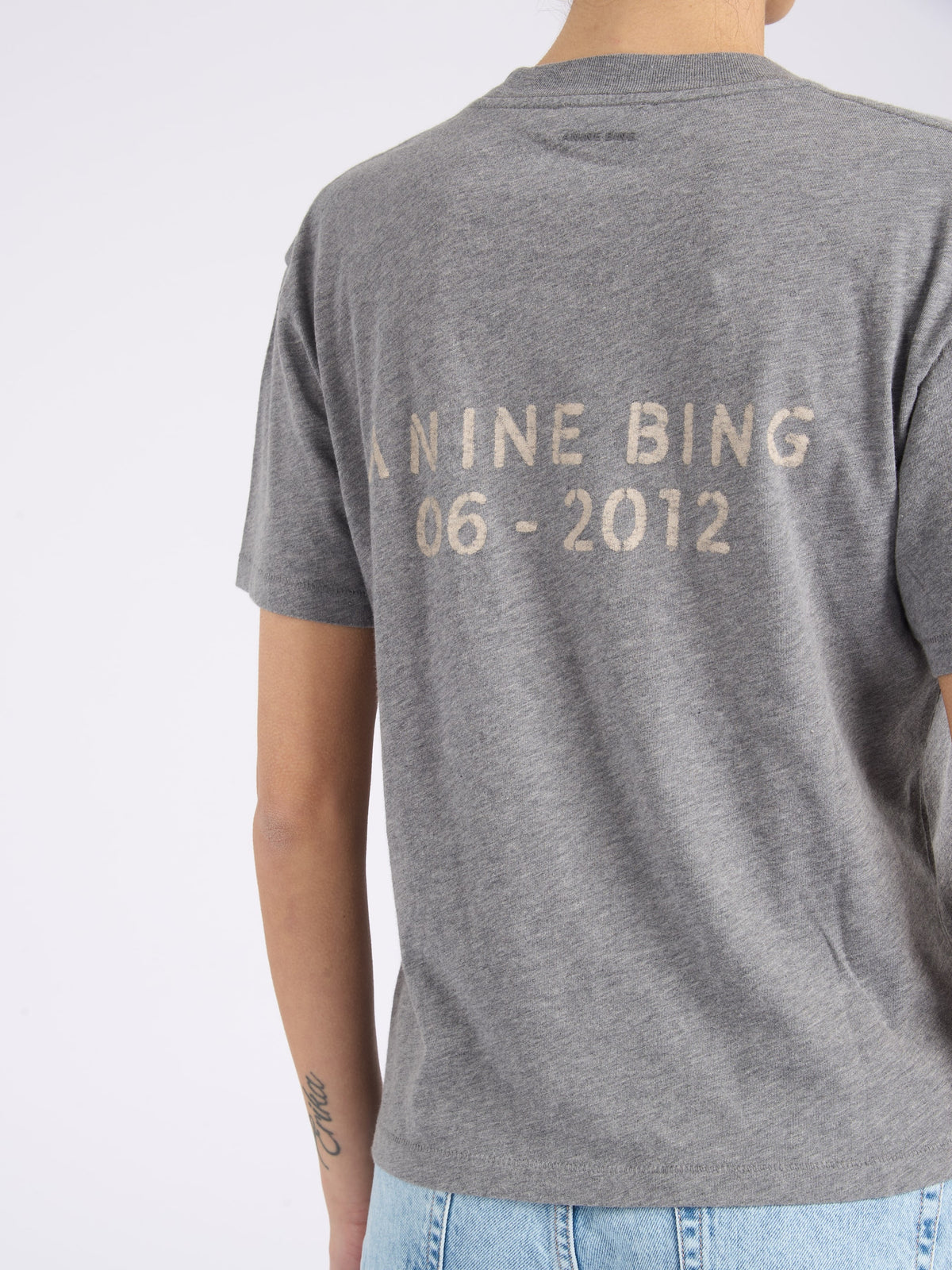 Anine Bing Gray Cotton T-Shirt