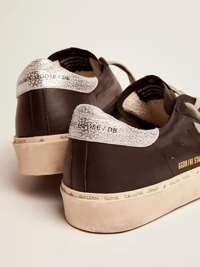 Women'S Hi Star In Black Leather With Silver Laminated Leather Star