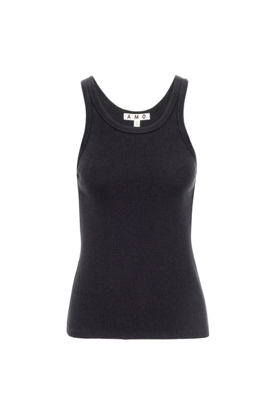 Long Vintage Black Rib Tank