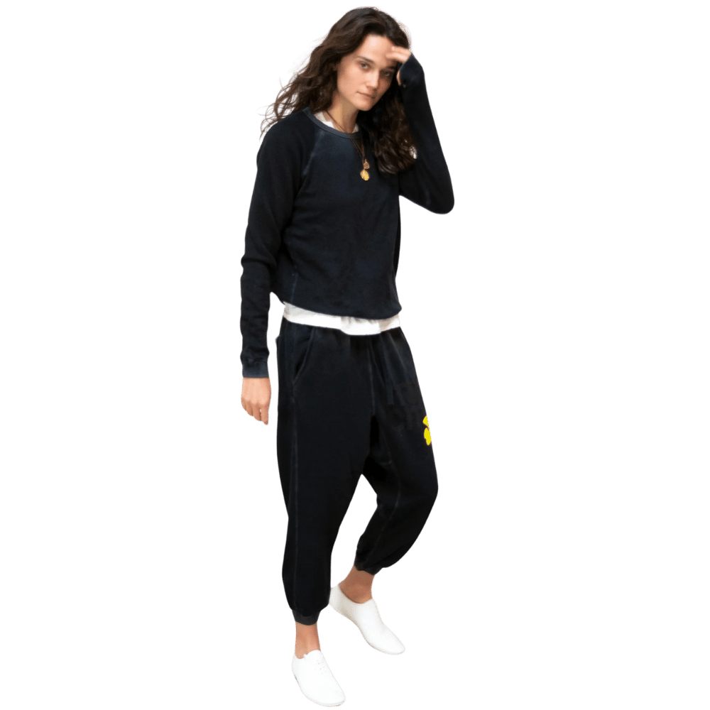 Large sunfades pocket sweatpants super black