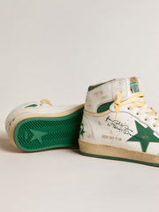 SKY STAR - white leather with green leather star