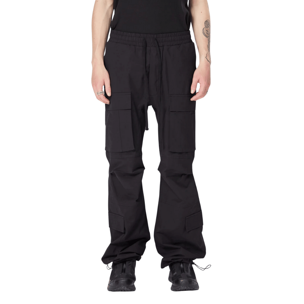 Nylon pockets oversized trousers - black