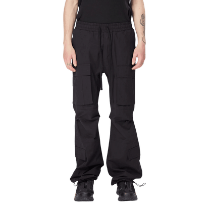 Nylon pockets oversized trousers - black