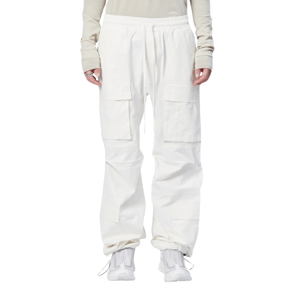 Nylon pockets oversized trousers - cream