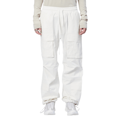 Nylon Pockets Oversized Trousers - Cream