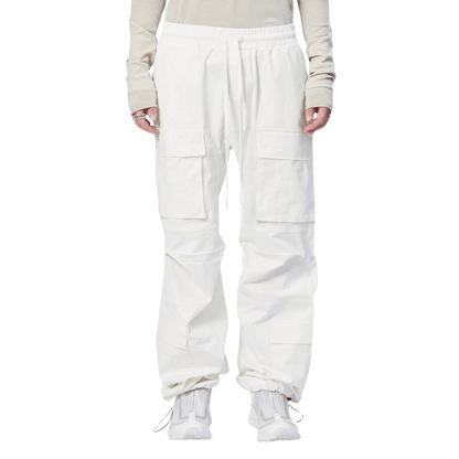 Nylon pockets oversized trousers - cream