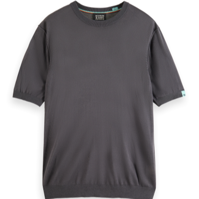 Regular fit knitted short sleeve pull - grey