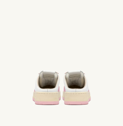 MEDALIST MULE SNEAKERS IN WHITE AND BLUSHING BRIDE LEATHER