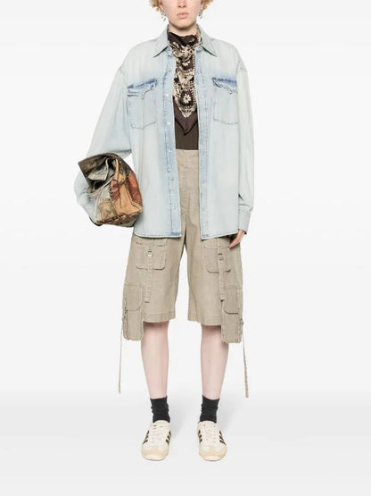 Oversized denim shirt sunfaded blue