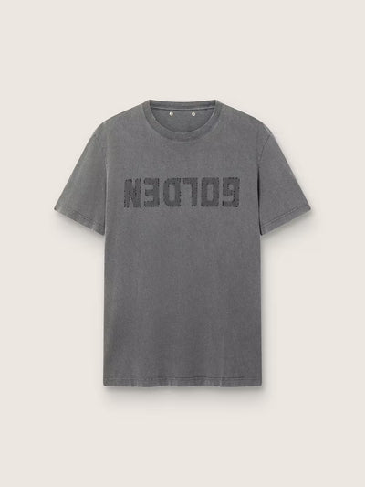 Men's anthracite gray T-shirt with distressed treatment