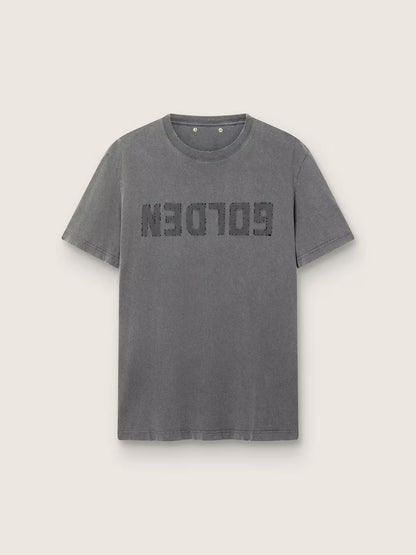 Men's anthracite gray T-shirt with distressed treatment