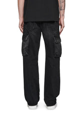 Mid rise with straight leg cargo jeans - black