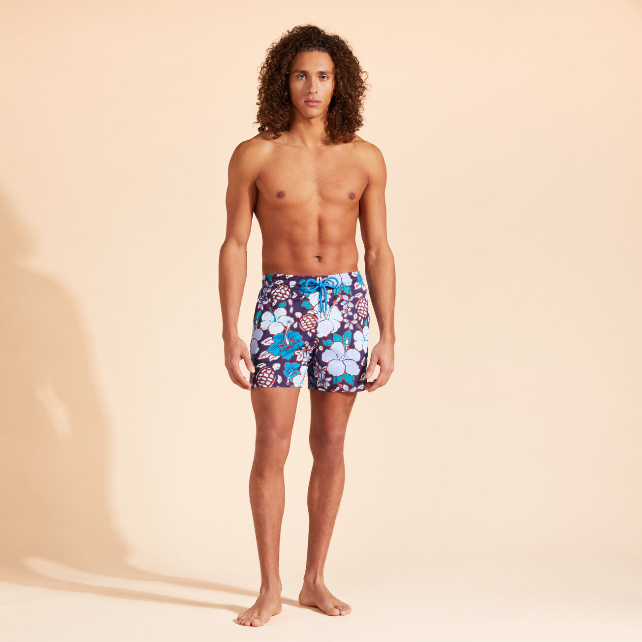 MEN STRETCH SWIM SHORTS TROPICAL TURTLES