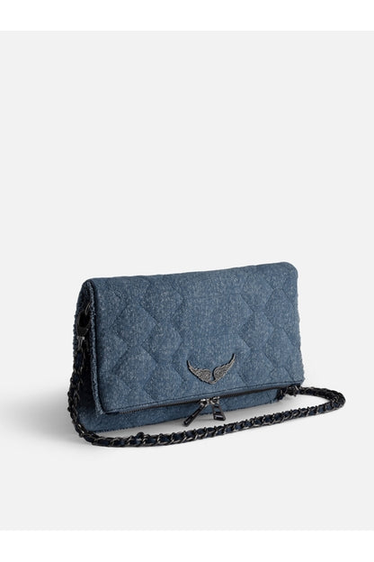 Rock Glitter Quilted Denim Bag