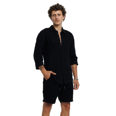 Black Como L/S Linen Shirt