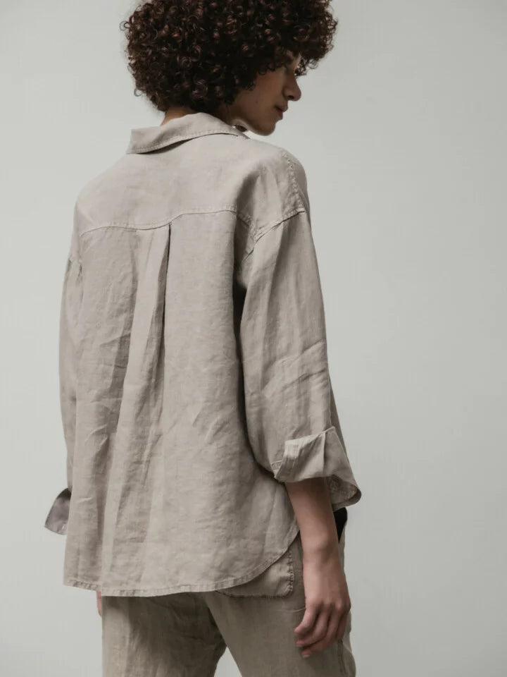 Oversized linen shirt - toasted pigment