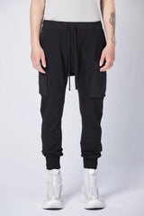 Cotton blend trousers - black