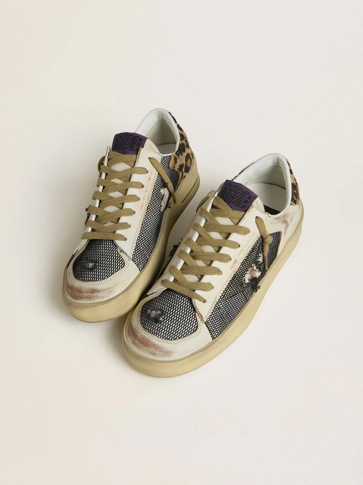 Women's Stardan in nappa and mesh with leopard-print pony skin heel tab