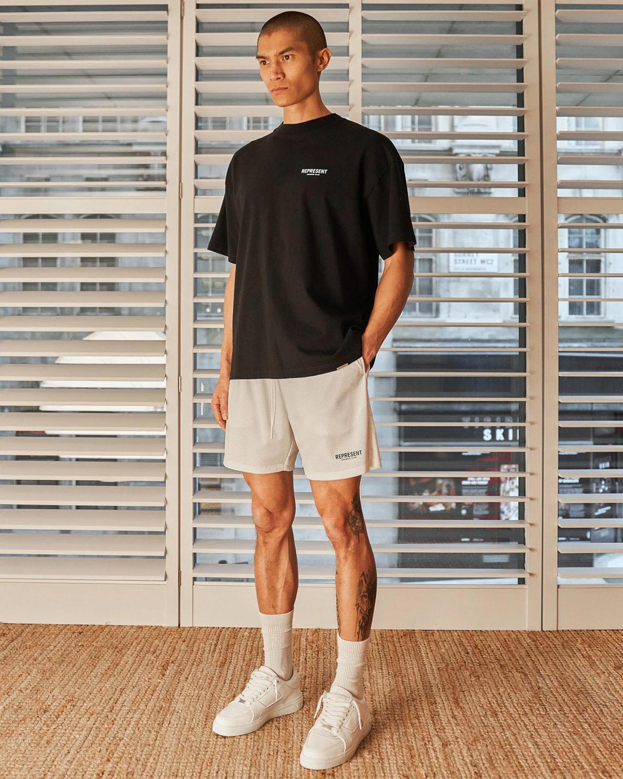 REPRESENT mesh owners club shorts - flat white