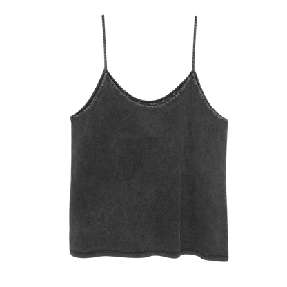 Woman Spaghetti tank - washed black