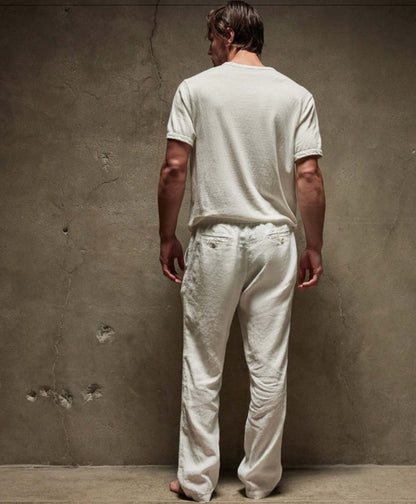 Relaxed fit linen pant - white