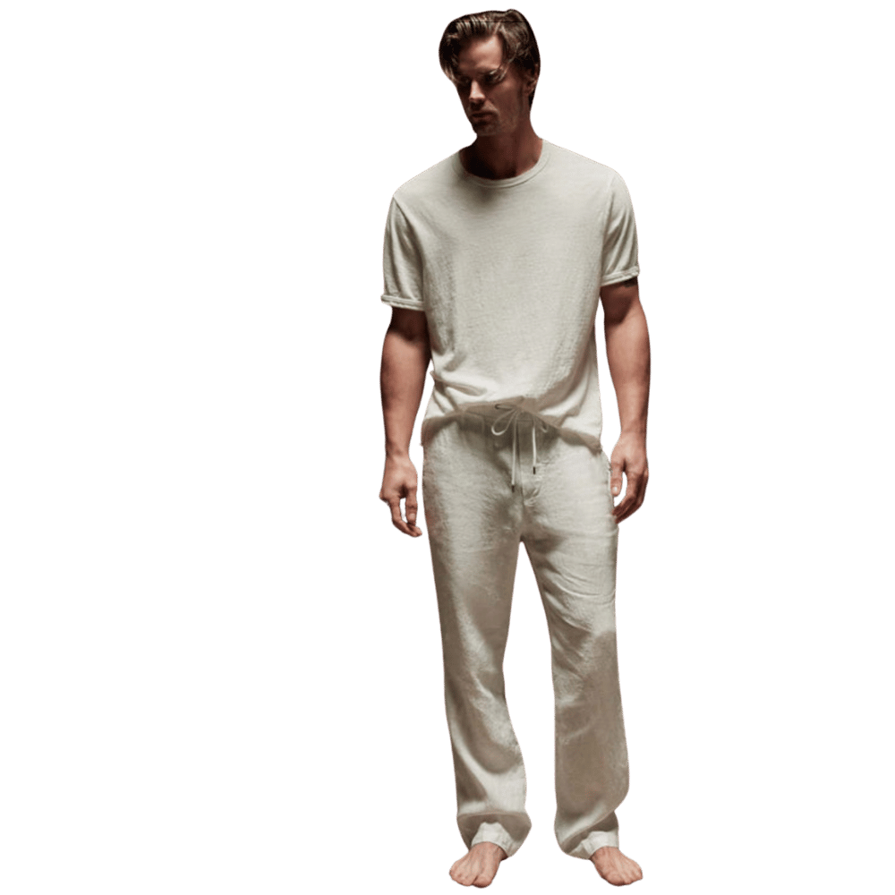 Relaxed fit linen pant - white