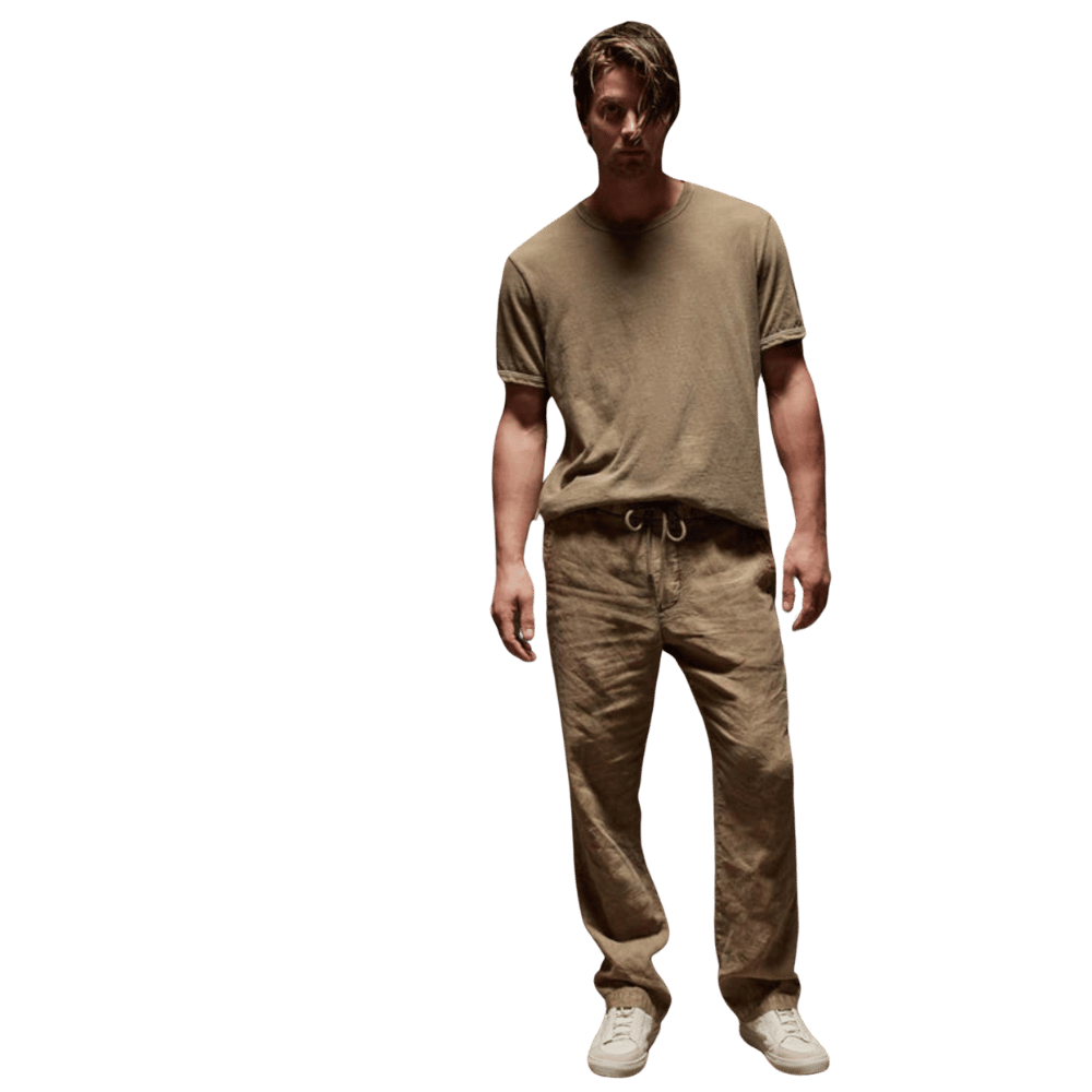 Relaxed fit linen pant - cashew pigment