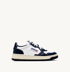 MEDALIST LOW SNEAKERS IN TWO-TONE LEATHER COLOR WHITE AND BLUE