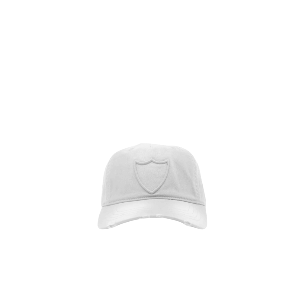 White SHIELD LOGO BASEBALL CAP