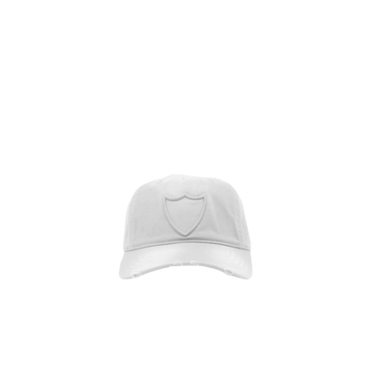 White SHIELD LOGO BASEBALL CAP