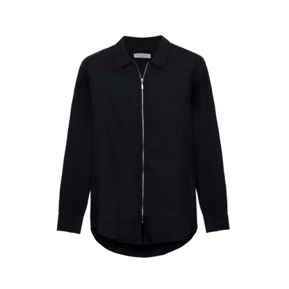 Zipper 100% linen black