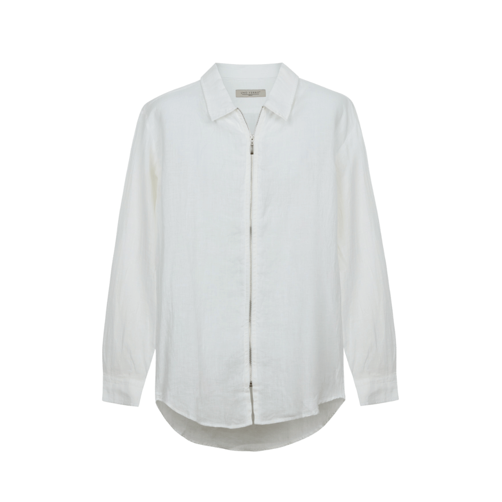 Zipper 100% linen white