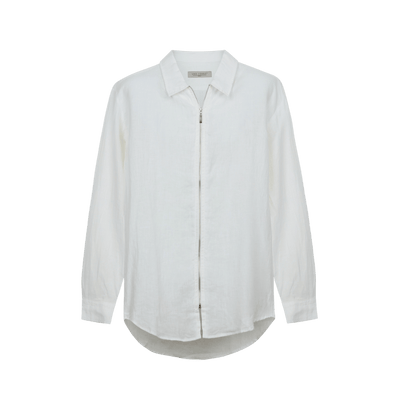 Zipper 100% Linen White