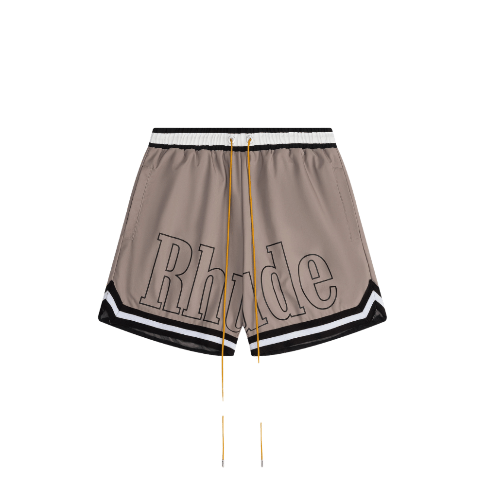 RHUDE BASKETBALL SWIM TRUNKS KHAKI/ WHITE