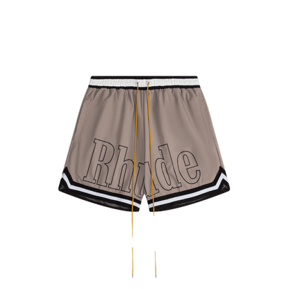 RHUDE BASKETBALL SWIM TRUNKS KHAKI/ WHITE